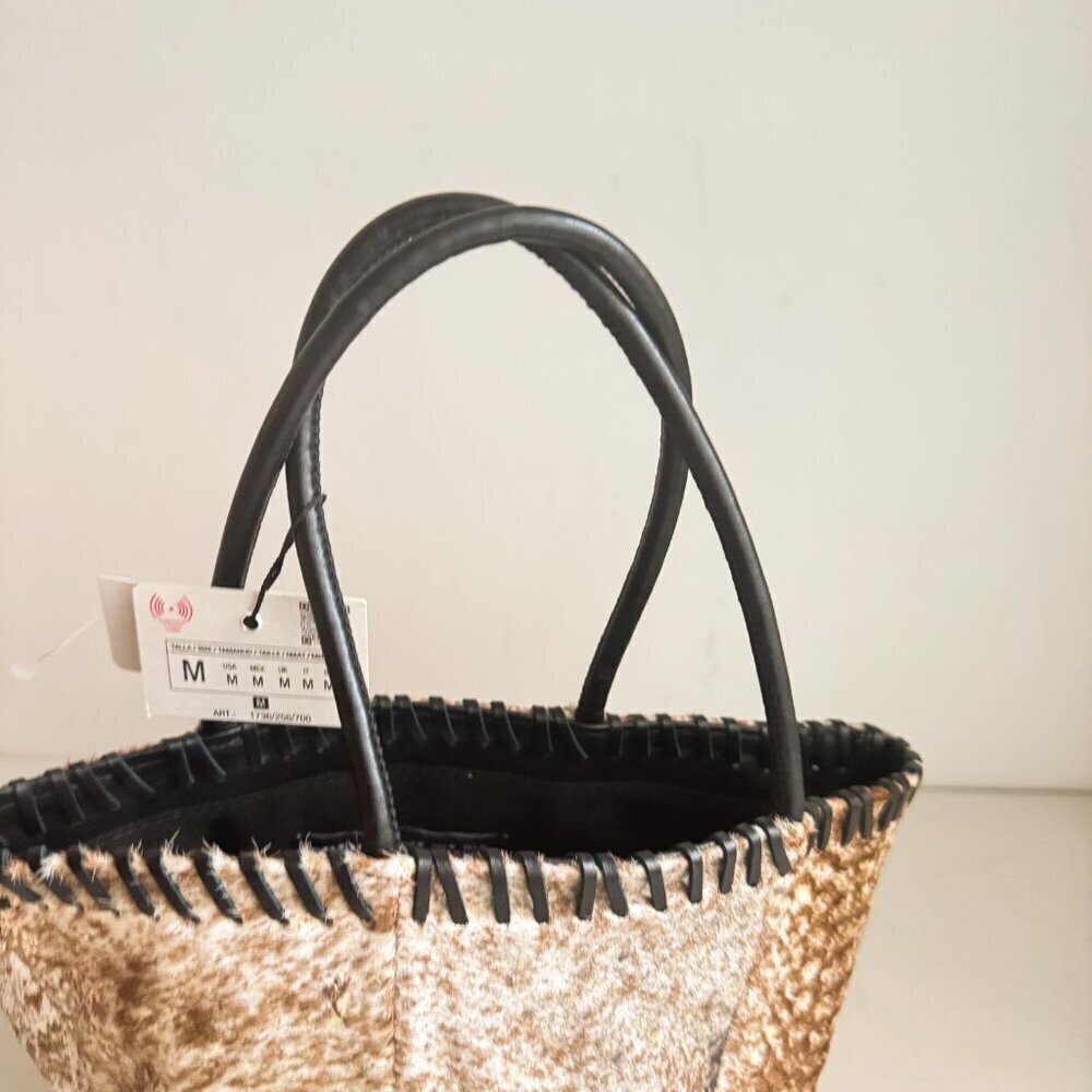 Zara Leather Cowskin Textured Mini Tote - Picture 3 of 9